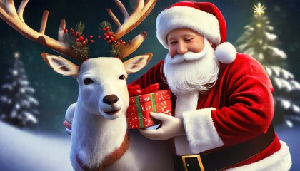 santa claus and reindeer