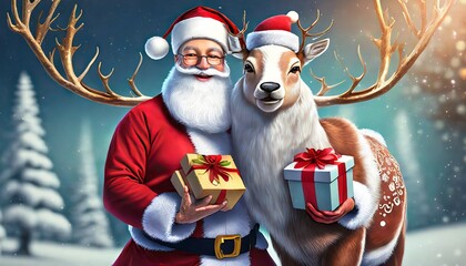 santa claus and reindeer