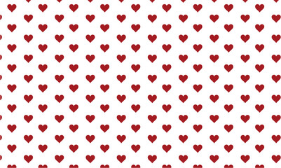Small dark red hearts on white background seamless pattern for Valentine's Day.