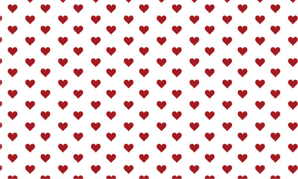 Small dark red hearts on white background seamless pattern for Valentine's Day.