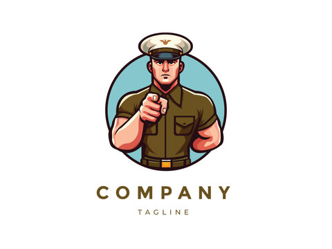 military army soldier i want you poster style character design mascot logo design vector template