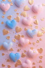 Fototapeta na wymiar Valentine's Day texture with 3D hearts