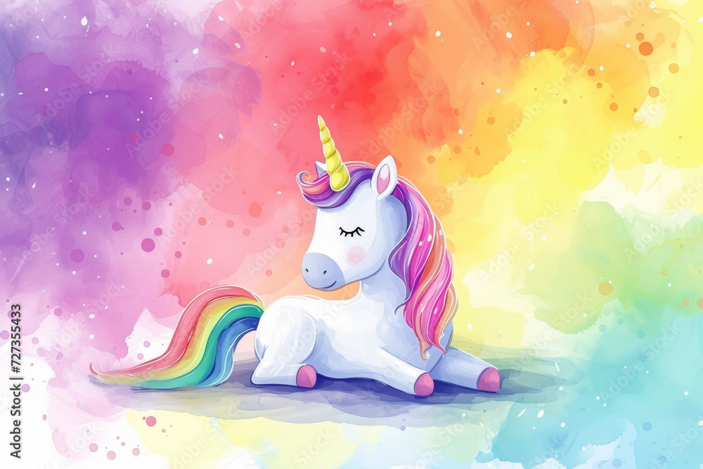Poster rainbow unicorn. background with selective focus and copy space