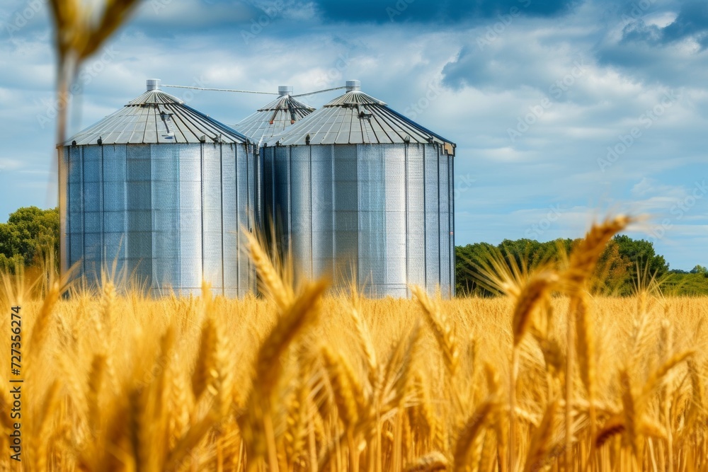 Poster elevator on a farm. background with selective focus and copy space