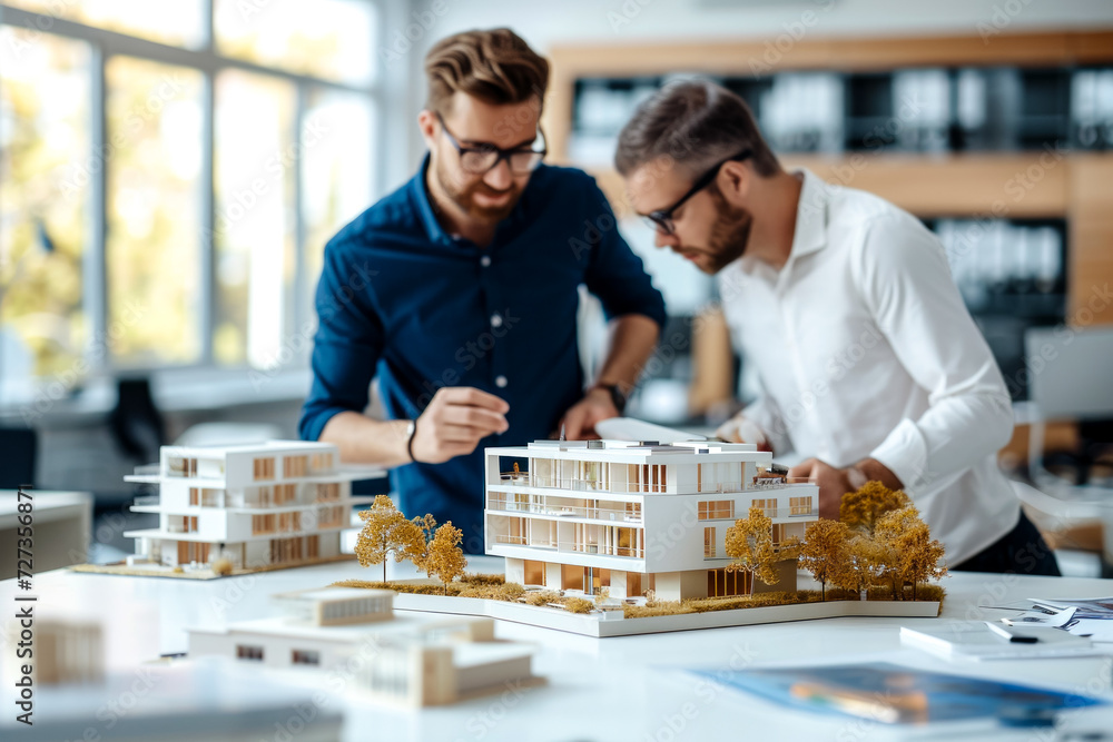 Poster architect's work concept. background with selective focus and copy space