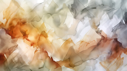Softly blended watercolor wash with abstract forms and textures in serene earth tones wallpaper background
