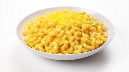 Close-up of a Delicious Plate of Macaroni and Cheese on a White Background
