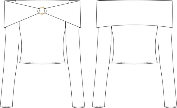 off-shoulder top with ring detail clip art preview
