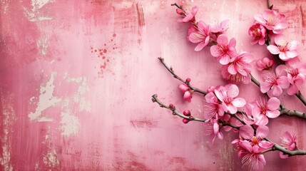 Spring background with a sprig of cherry blossoms
