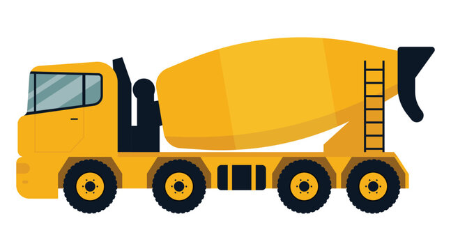 Cement mixer truck. Cargo truck concrete mixer. Vector illustration.
