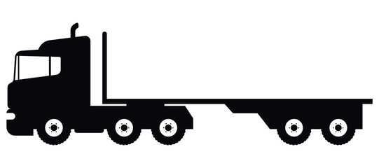 Flatbed trailer tractor truck icon. Vector illustration.