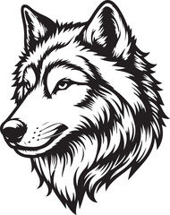 wolf head silhouette vector image, vector artwork of a wolf head