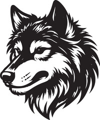 wolf head silhouette vector image, vector artwork of a wolf head
