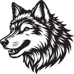 wolf head silhouette vector image, vector artwork of a wolf head