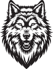 wolf head silhouette vector image, vector artwork of a wolf head