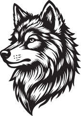 wolf head silhouette vector image, vector artwork of a wolf head