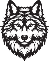 wolf head silhouette vector image, vector artwork of a wolf head