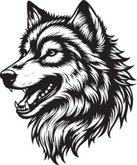 wolf head silhouette vector image, vector artwork of a wolf head