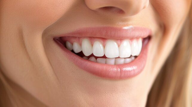Beautiful wide smile of young fresh woman with great healthy white teeth