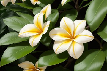Fototapeta na wymiar Branch of tropical flowers frangipani