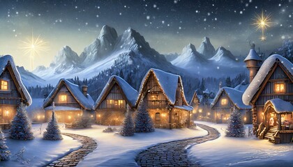 Fototapeta premium christmas night landscape