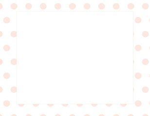 水玉模様のシンプルなカード、フレーム｜サーモンピンク色 -Print/Card/Pink