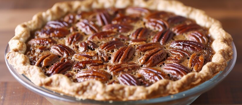 Southern pecan pie made from scratch for the holidays.