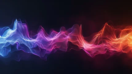 Foto op Plexiglas Colorful soundwave background, featuring a futuristic RGB wallpaper with vibrant neon wave lights. © Matthew