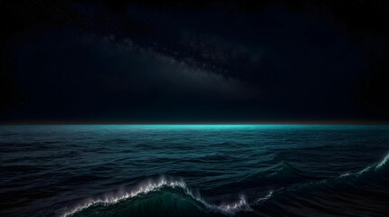 Nighttime Serenity: Ocean Waves Glistening in the Moonlight