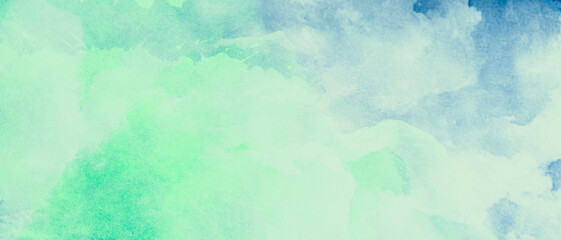 Fototapeta na wymiar blue green background. Colorful watercolor cloud texture. abstract watercolor background
