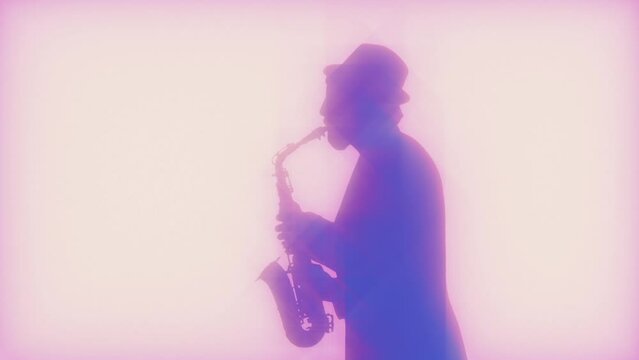 Man Energetically Playing Saxophone Graphic
