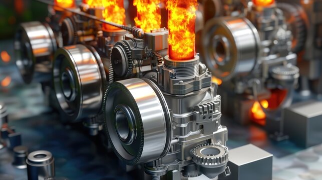 3D rendering of an engine.