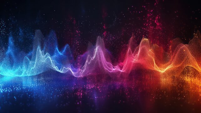 Soundwave background meets futuristic RGB design with colorful neon wave lights in this captivating wallpaper.