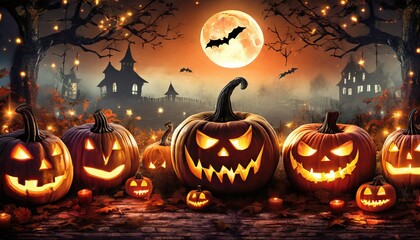 halloween background with pumpkins