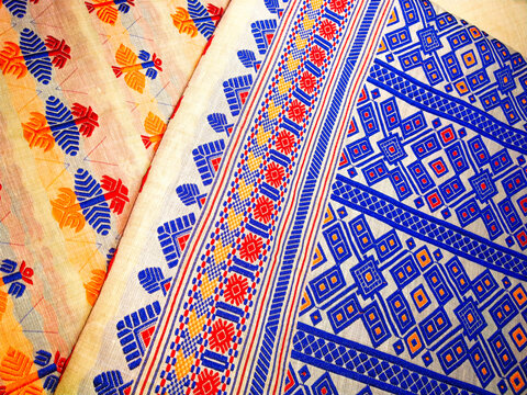tribal pattern or ethnic pattern is used for assam motif design or muga silk of assam. similar to ukrainian pattern or russian  pattern.