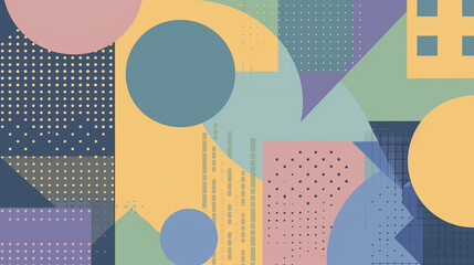 Blue, mustard, mauve, and green geometric background vector presentation design. PowerPoint and Business background.