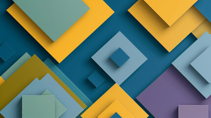 Blue, mustard, mauve, and green abstract shape background vector presentation design. PowerPoint and Business background.