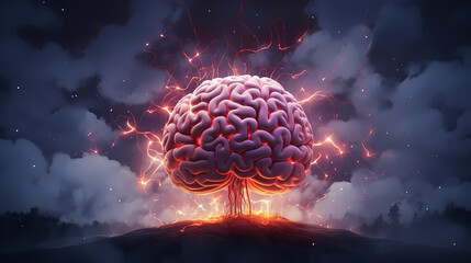 Abstract human brain or light bulb, creative PPT background