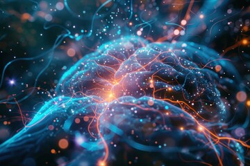 Brain network with futuristic style. Generate AI image