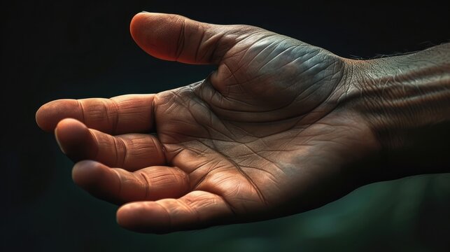 Detailed shot of hand.