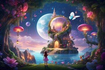 fantasy landscape with space, fantasy background