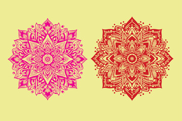  ornamental round lace pattern vector silhouettes.