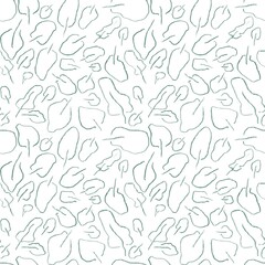 Seamless abstract botanical pattern. Simple background with  green, white texture. Digital brush strokes. Leaves. Design for textile fabrics, wrapping paper, background, wallpaper, cover.