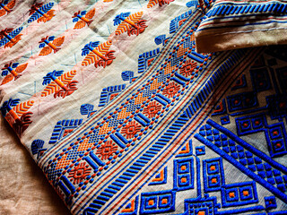 tribal pattern or ethnic pattern is used for assam motif design or muga silk of assam. similar to ukrainian pattern or russian  pattern. - obrazy, fototapety, plakaty