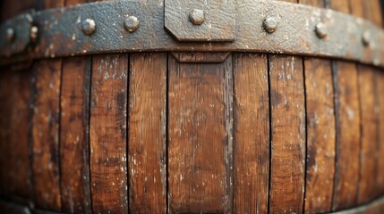 Detailed texture of a wooden barrel