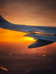 airplane in the sunset