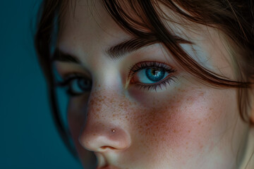 Fototapeta premium close-up of a woman cheek with a beauty mark