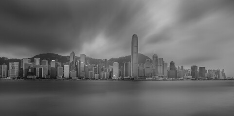 Hong Kong Island business district during an cloudy evening