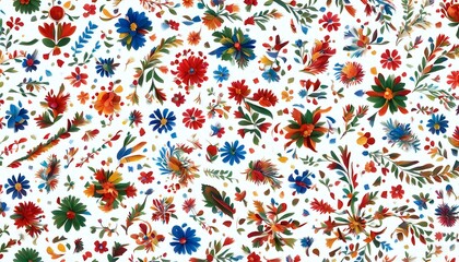 Colorful Floral Pattern on White Background