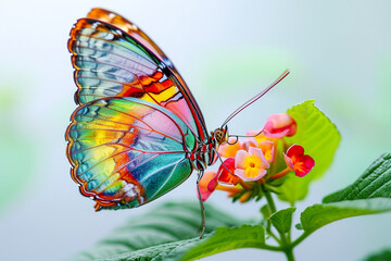 lovely butterfly with colorful wings and a flower on its antenna